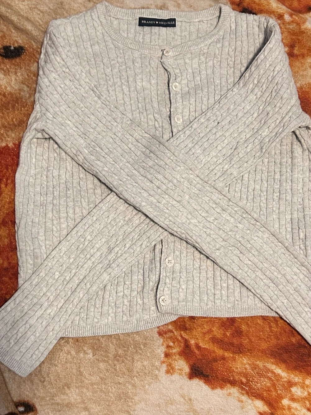 Brandy Melville Light Gray Ribbed Button Henley Cardigan